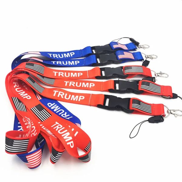 Trump Lanyards Schlüsselanhänger Partybevorzugung USA-Flagge Ausweishalter Schlüsselanhänger Riemen für Mobiltelefon 11 LL