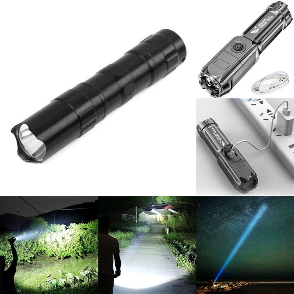 Upgrade Auto Starke Beleuchtung Taschenlampe Arbeitslicht Highlight Wiederaufladbare Zoom Taktische Outdoor Nacht Camping Tragbare LED Taschenlampe Lampe