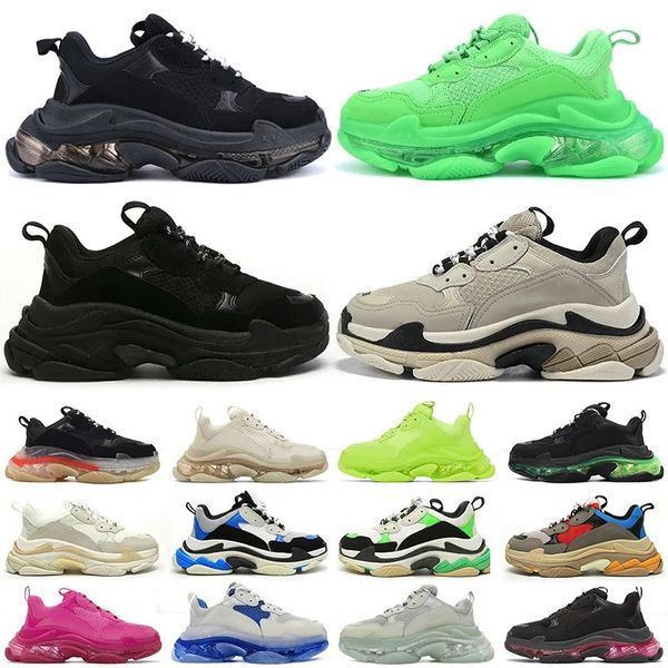 Designer-Freizeitschuhe 17FW Triple S Herren Damen Plateau-Turnschuhe Klare Sohle Schwarz Weiß Grau Rot Rosa Blau Royal Neon Green Herren-Trainer Tennisschuh 36-45