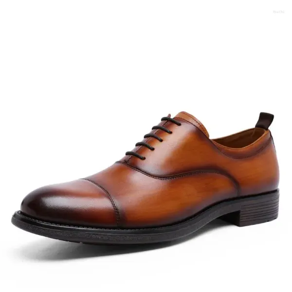 2024 Kleid Schuhe Waren Herren Mode Stil Herren Top Schicht Kuh Leder Gradient Vamp Gentlemans Drei Joint Lace Up