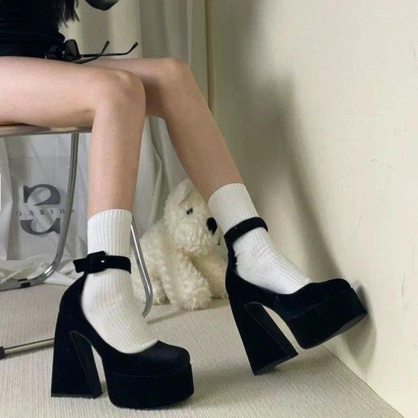 Scarpe Casual Sandali neri Fibbia da donna Tacchi medi antiscivolo Ufficio da donna Solido elegante coreano 2024 estate per donna