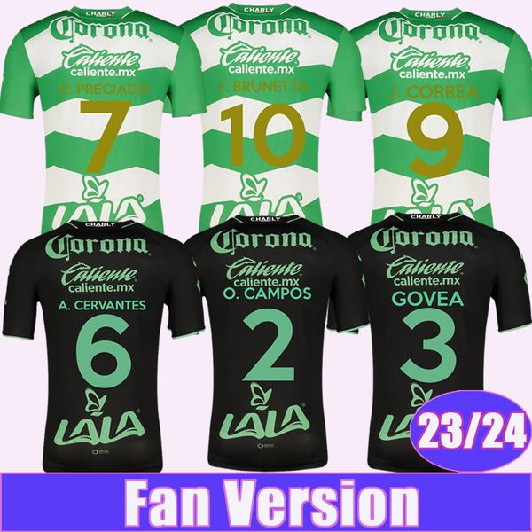 23 24 Maglie da calcio da uomo Santos Laguna O. CAMPOS GOVEA F. TORRES A. CERVANTES H. PRECIADO J. CORREA J. BRUNETTA MUNOZ DORIA D. MEDINA Maglia da calcio casalinga