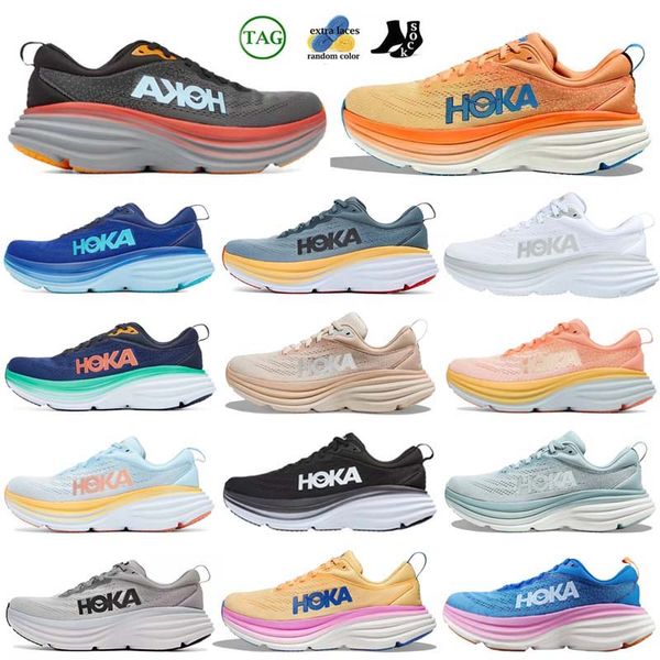 Hokka Oone Boondi 8 Running Hokkas Schuhe Damen Plateau Sneakers für Männer Frauen Blakc White Harbor Herren Damen Trainer Läufer Große Größe 36-48