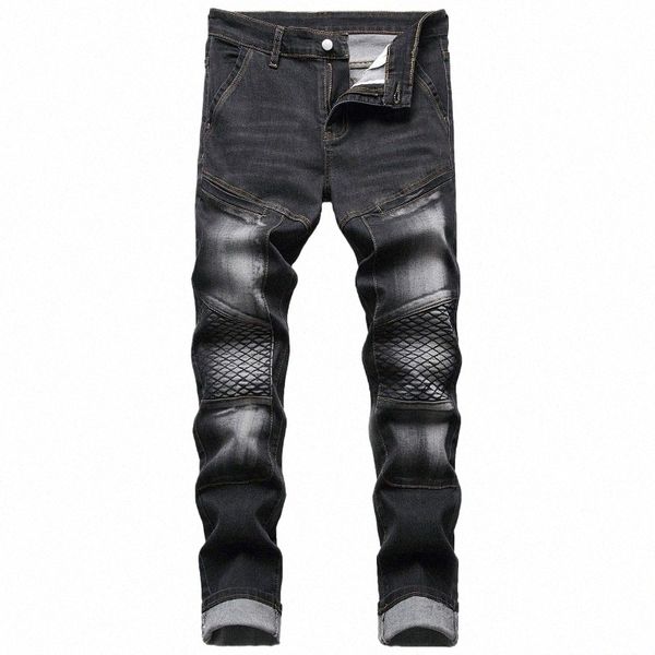 2022 Mens Casual Biker Jeans antirughe Slim Stretch Uomo Autunno Inverno Jeans Denim Pantaloni Pantal Hombre Pantaloni in denim maschile W4Gp #