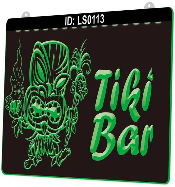LS0113 Tiki Bar 3D Gravura LED Sinal de luz Varejo inteiro018136248