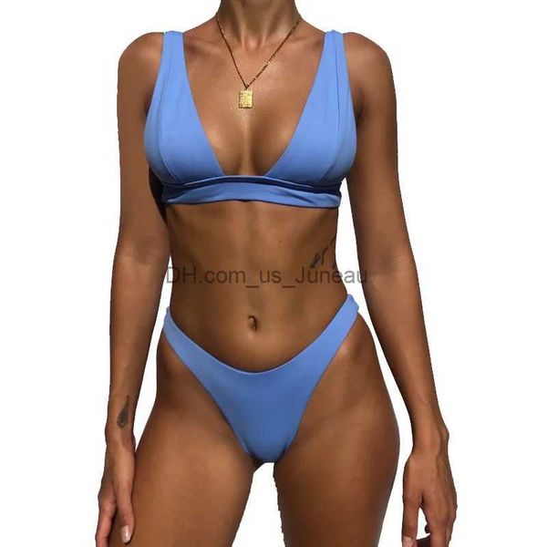 Mulheres Swimwear Nova Moda Sexy Biquíni 2023 Sólida Maiô Mulheres Swimwear Push Up Set Brasileiro Maiô Verão Beach Wear Natação T240328