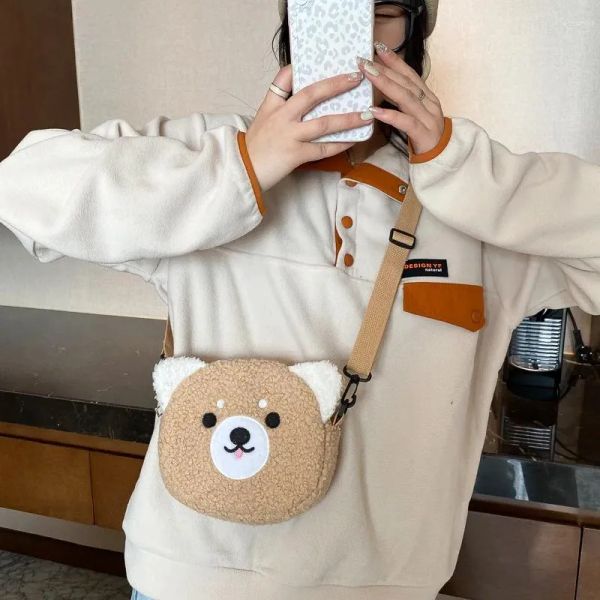 Umhängetaschen Mode japanischen Stil Kawaii Frauen Messenger Cartoon Plüsch Tasche für Umhängetasche kleines Telefon und Geldbörse