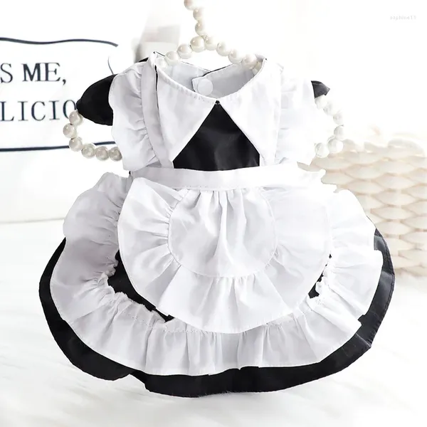 Abbigliamento per cani Colore nero Cani alla moda estivi Abito da principessa Diacono Anime Maid Lolita Piccolo costume Chien Abiti per animali domestici