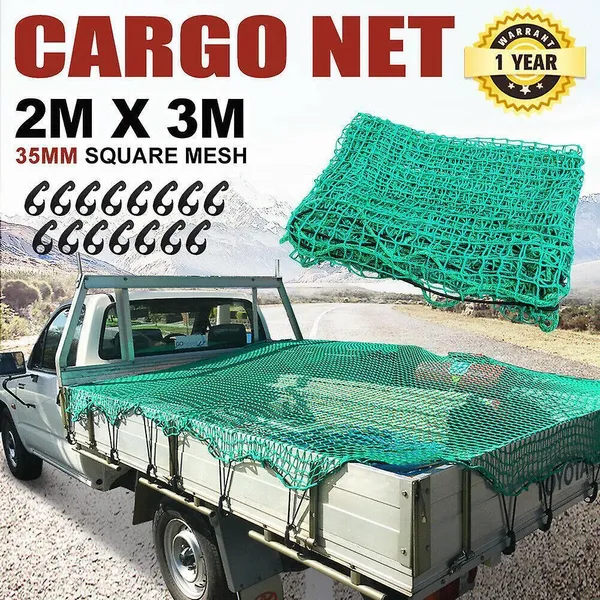 Rete di carico per camion con rimorchio Ute, 2 x 3 m, corda elastica in rete da 35 mm con gancio da 15 pezzi