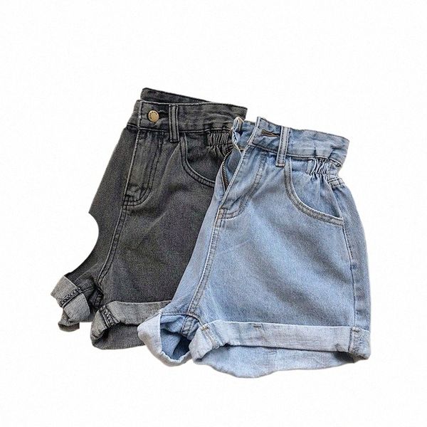 Smlinan Fi Cintura Alta Vintage Denim Shorts Mulheres Plus Size Casual Harajuku Curling Jeans Mini Curto Feminino Verão Hotpants 03wM #