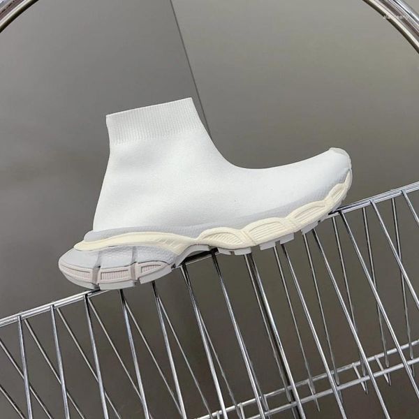 Sapatos casuais branco retro deslizamento-on meia tênis marca designer preto fundo grosso esportes para mulher estilo masculino tenis feminino