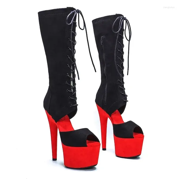 Танцевальная обувь LAIJIANJINXIA, 17 см/7 дюймов, замшевые сексуальные женские современные ботильоны на высоком каблуке и платформе, для ночного клуба, 056