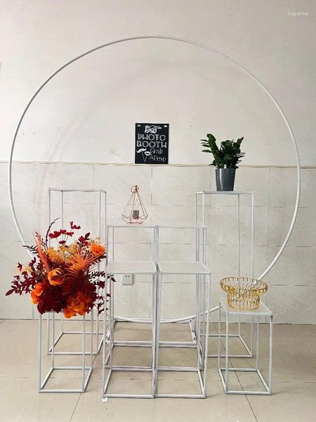 Decoração de festa Diy Metal Circle Frame Props Grand Event Wedding Flor Penaria Plinth Stand para Birthday Baby Shower Baptism Decor