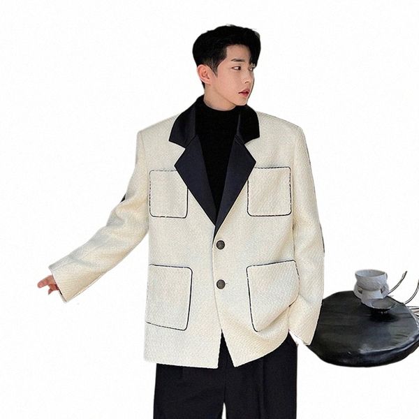 Sonbahar kış french fi takım elbise kat erkekler Kore sokak kıyafeti gevşek nedensel vintage kalınlaşan blazers ceket erkek dış giyim ceketleri w3bz#