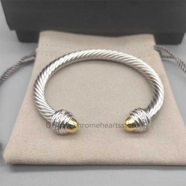 Armreif Damen Armband Frau Dicke Armbänder Rund 7mm Luxus Charm Designer Kopfschmuck Farbtrennung Armband Schnalle Sterling Silber mit 18 Karat vergoldet