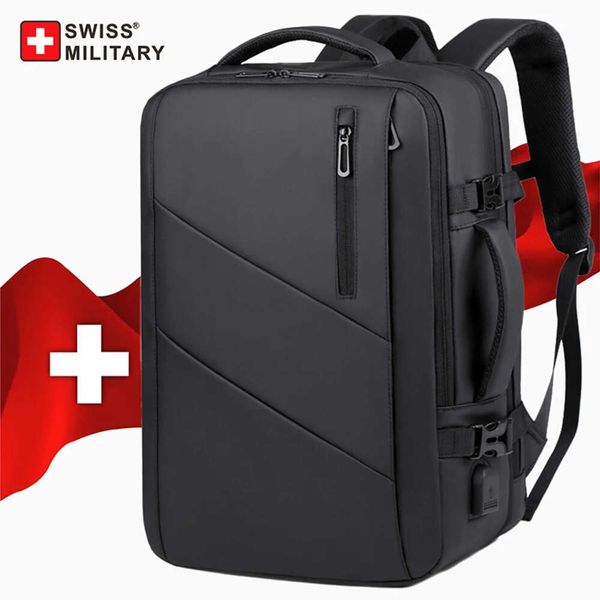 SWISS MILITARY Laptop Herren 17 Zoll Multi Pocket erweiterbarer wasserdichter USB-Schulrucksack Geschäftsreisetasche