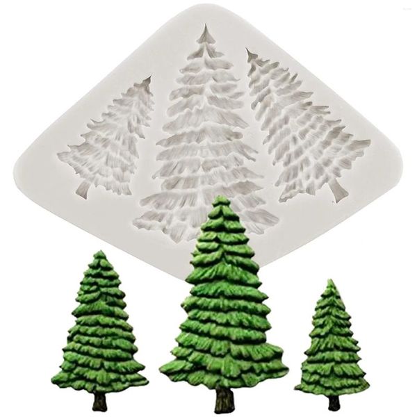 Stampi da forno 3 fori Stampo in silicone a forma di albero di Natale Decorazione per torte Fondente Biscotti Strumenti 3D Sugarcraft Cioccolato Gumpaste Candy