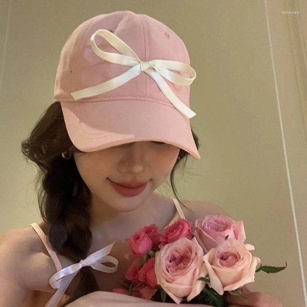 Ballkappen Ins Designer Ribbon Bow Baseball für Frauen im Frühling und Sommer Koreanische süße Altersreduzierung Sonnenschutz Sonnenhüte Männer