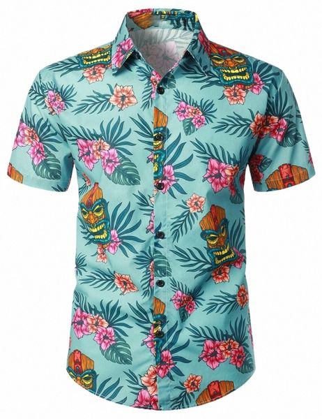 Рубашки с 3D принтом черепа Мужские женские гавайские рубашки Vocati Блузки Рубашка с цветочным лацканом Cuba Camisas Мужская одежда с рисунком l6QL#