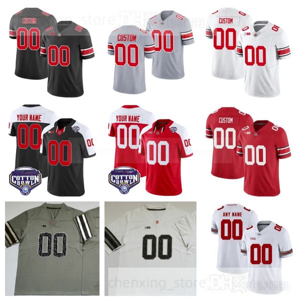 NCAA-Fußballtrikot Ohio State Buckeyes 32 TreVeyon Henderson 0 Xavier Johnson 88 Gee Scott Jr. 38 Jayden Fielding 22 Steele Chambers 6 Sonny Styles 33 Jack Sawyer