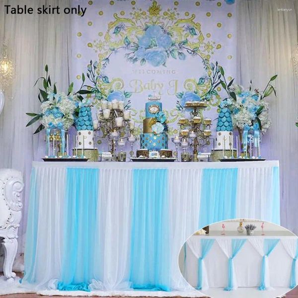 Dikdörtgen için masa etek birden çok vesileler bebek duşları doğum günü partisi düğün dekor şifon masa örtüsü
