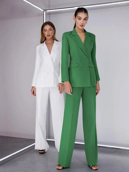 Damen-Zweiteiler, Hosen, modischer Anzug, 2-teiliges Set, übergroßer Blazer, solide Hochzeit, Party, Abschlussball, Kleid mit weitem Bein, für Damen, formeller Smoking