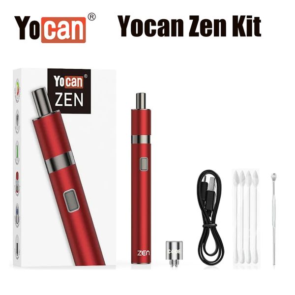 Yocan Zen Kit Vaporizador de Cera 650mAh Bateria Tensão Ajustável C4-DE Bobina Vape Caneta E Cigarro Kits Com Carregador USB 100% Real