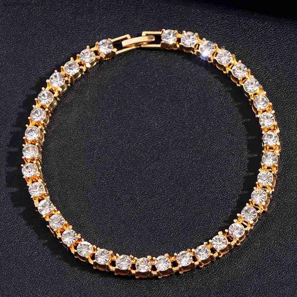 Cavigliere Hip Hop 5MM catena da tennis in cristallo scintillante caviglia adatta per donna bordo color oro argento Catena con strass braccialetto alla caviglia gioielli gambaL2403