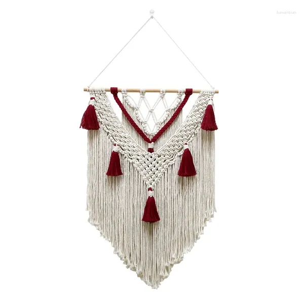 Tapeçarias Yo-grande macrame tapeçaria de suspensão de parede para quarto adolescente menina boêmia decoração de arte longa borla decoração de sala de estar