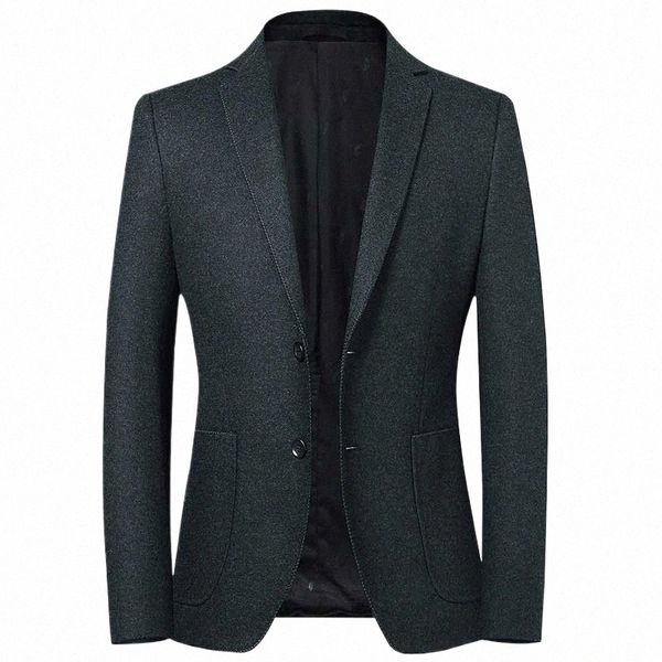 Blazer de lã masculino casual terno blazer jaqueta cotovelo remendo blazer tweed blazers casaco busin casamento casaco homem roupas e0mx #
