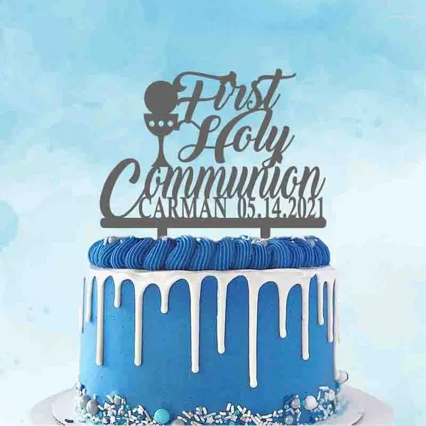 Forniture per feste Topper per torta personalizzato per prima comunione Nome personalizzato Data Sacra Decorazione per bambini