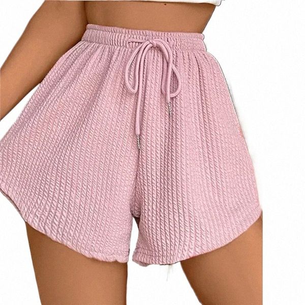 Mulheres Shorts Verão Alta Elastic Lace Up Cordão Perna Larga Suor Curto Fitn Running Shorts Soltos Casuais Grandes Calças Esportivas w21g #