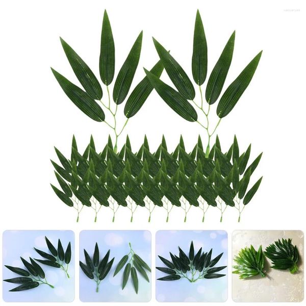 Fiori decorativi 30 pezzi foglie finte piante artificiali finti gambi di ramo realistici in plastica di bambù