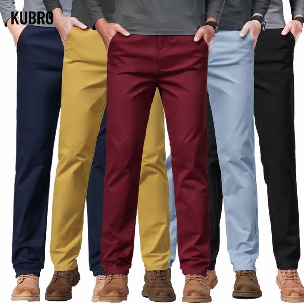 Kubro 9 colori marchio di abbigliamento da uomo dritto pantaloni da tuta da uomo autunno Busin stretch grigio kaki nero pantaloni larghi maschio C9Fd #