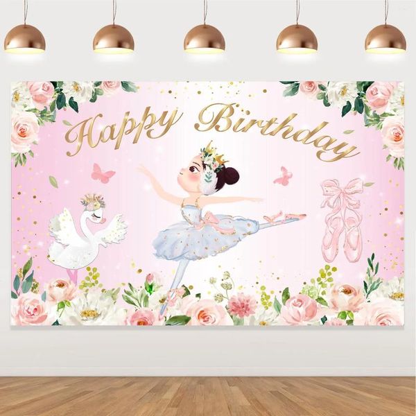 Decoração de festa tema balé decoração de aniversário dança menina flor bailarina cisne pano de fundo princesa para pogal fundo