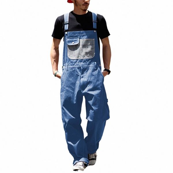 Erkek denim önlük tulumlar vintage baggy ayarlanabilir kayış tulumu büyük boy sokak kıyafeti kot pantolon iş giysisi romper pantolon t06u##