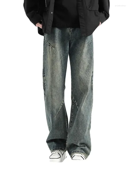 Herren-Jeans, Freizeithose, reine Baumwolle, amerikanische High Street, Frühling und Herbst, modische lockere Hose, mikroelastisch, mittlere bis niedrige Taille
