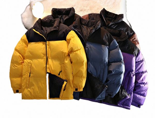 Uomini Inverno Giallo Parka Coppia Patchwork Piumino Oversize Ragazzi Sciolto Spessore Caldo Cott Cappotto imbottito Plus Size Capispalla 3XL X7cS #