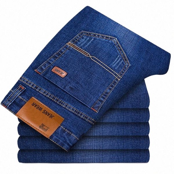 Busin Casual Stretch Slim Jeans Yeni Erkekler Marka Fi Kot 80s Klasik Pantolonlar Yüksek Dereceli Denim Pants Dropship T7TF#