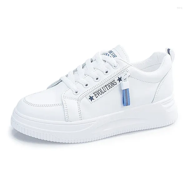 Scarpe casual Sneakers in pelle con decorazione con cerniera Donna Primavera 2024 Piattaforma con tacco piatto per studenti bianchi