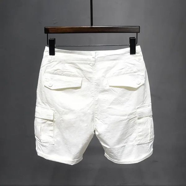 Корейские стираные роскошные мужские узкие джинсы Дизайнерские джинсовые шорты на лето Бойфренд Стрейч прямые белые хлопковые шорты-карго 240325