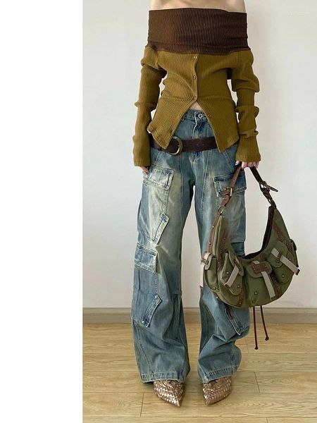 Damen Jeans Frau Maillard Niedliche Core Denim Trend Hose Party Abschlussball Formeller Anlass Japanische Mode Grunge Hip-Hop Clubwear