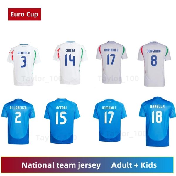 Italia FANS Spieler 2024 BONUCCI Fußball Jerse JORGINHO INSIGNE VERRATTI Männer Kinder FUSSBALL SHIRTS CHIESA BARELLA CHIELLINI PELLEGRINI Italiens 125-jähriges Jubiläum