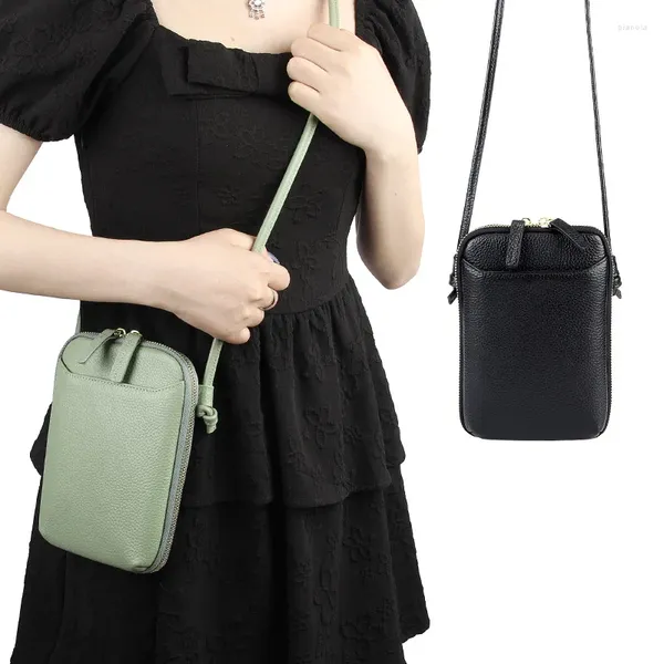 Umhängetaschen Leder Damentasche Diagonal Handy Mini Geldbörse Handtasche für Frauen Iphone Messenger