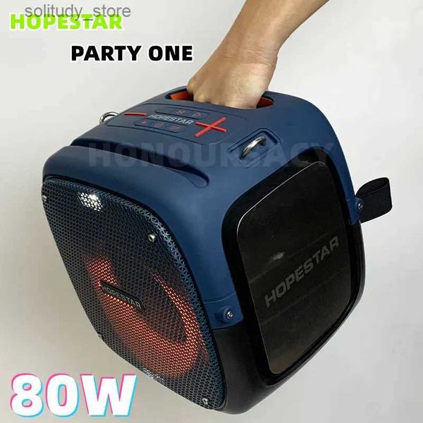 Altoparlanti portatili HOPESTAR Party One altoparlante Bluetooth ad alta potenza da 80 W con microfono wireless verticale karaoke subwoofer stereo Lettore MP3 carillon Q240328