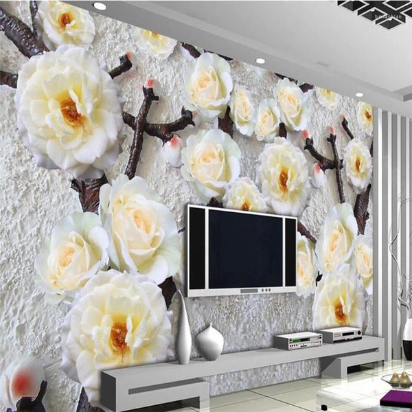 Sfondi Wellyu Papel De Parede Para Quarto Carta da parati personalizzata Fiore moderno TV Sfondo Pittura murale Papier Peint