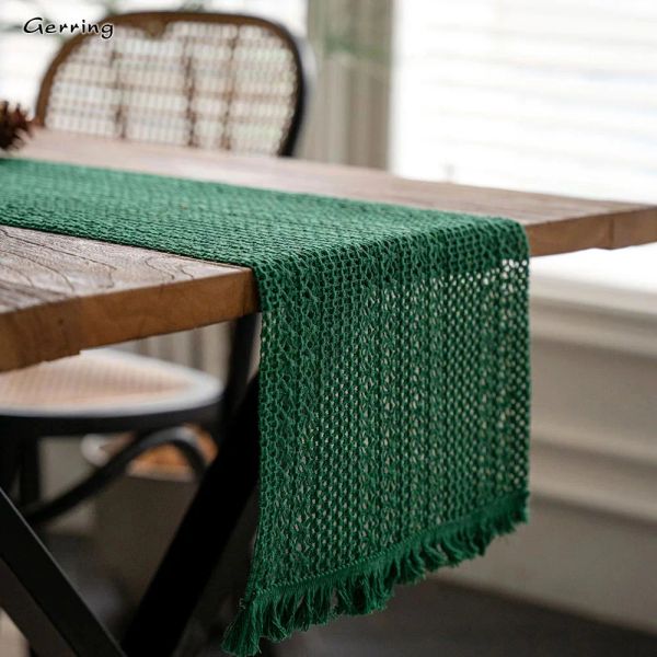 Подушечки Gerring Green Table Runner Винтажные свадебные украшения Стол и скатерть для комнаты Элегантный стол Европейский стиль Домашний текстиль