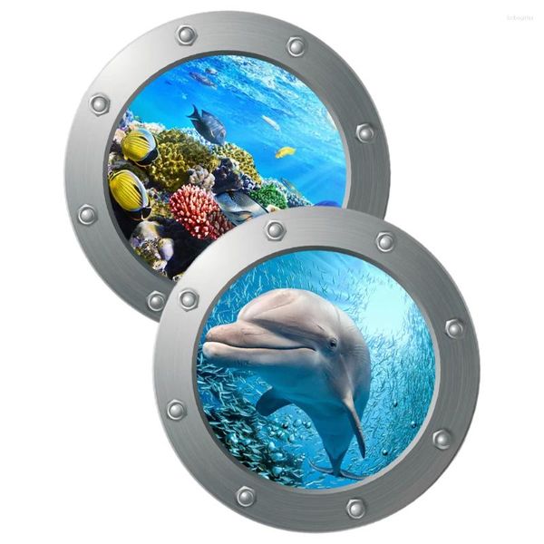 Duvar Kağıtları 2 PCS Dekor Duvar Etiketi Okyanus Çıkartmaları Deniz Temalı Yatak Odası Pencere Dolphin Craft Banyo Çocuk