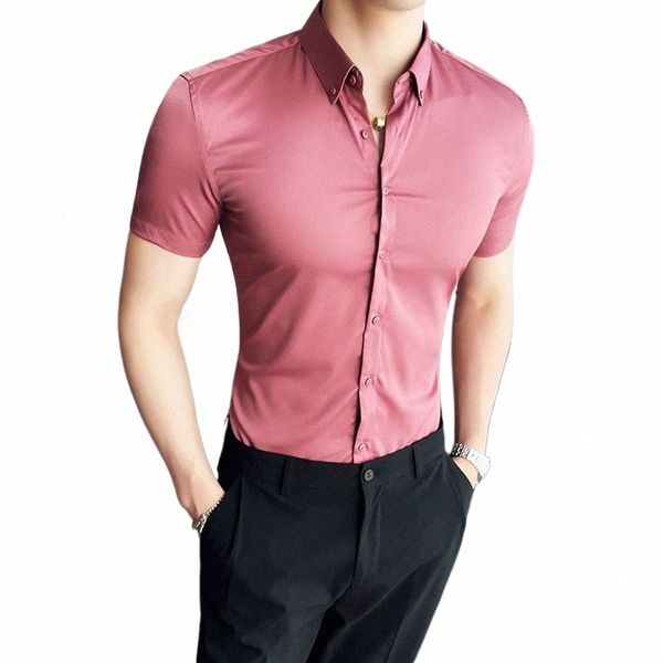 Camisas de hombre Kore lüks giyim yaz erkekler kısa kollu gömlek büyük boyutlu ince fit erkekler sosyal gömlek zarif bluz homme 3726#