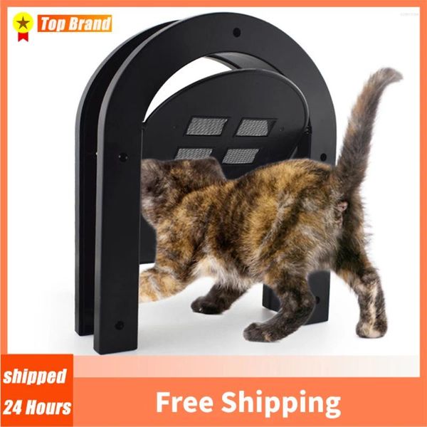 Porta-porta para cães e gatos, tela segura com fechadura magnética, porta de janela externa, casa, entrada livremente, acessórios de plástico abs